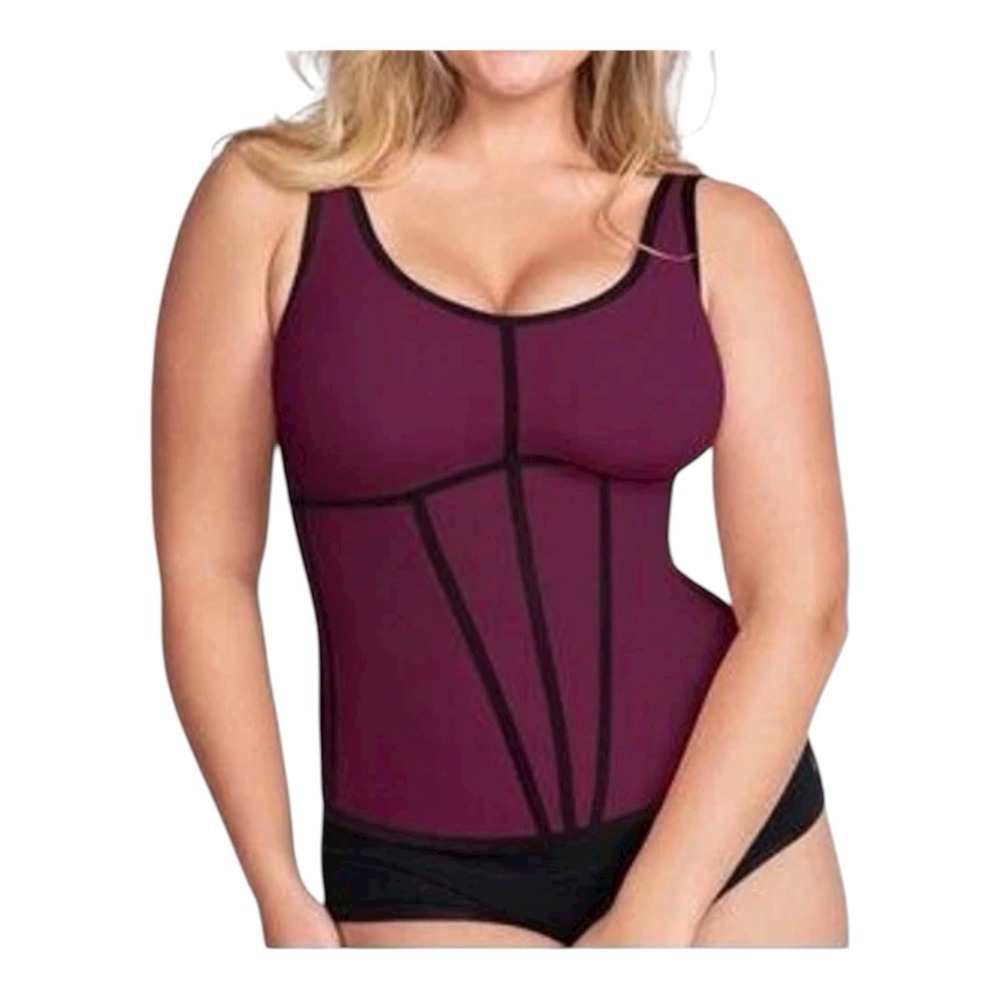Honeylove Boldness Tank Fig Red Color Black Trims Body Sculpt Size XL Boned New